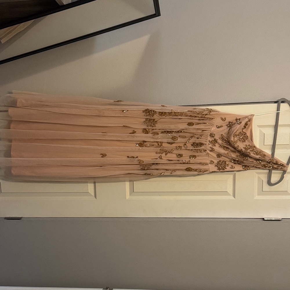Boohoo One Shoulder Dress in Pink and Gold